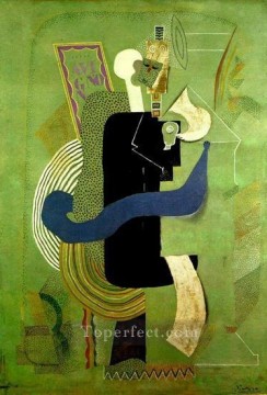 Homme assis au verre Femme et homme 1914 Cubistas Pinturas al óleo